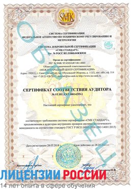 Образец сертификата соответствия аудитора №ST.RU.EXP.00014299-1 Смоленск Сертификат ISO 14001